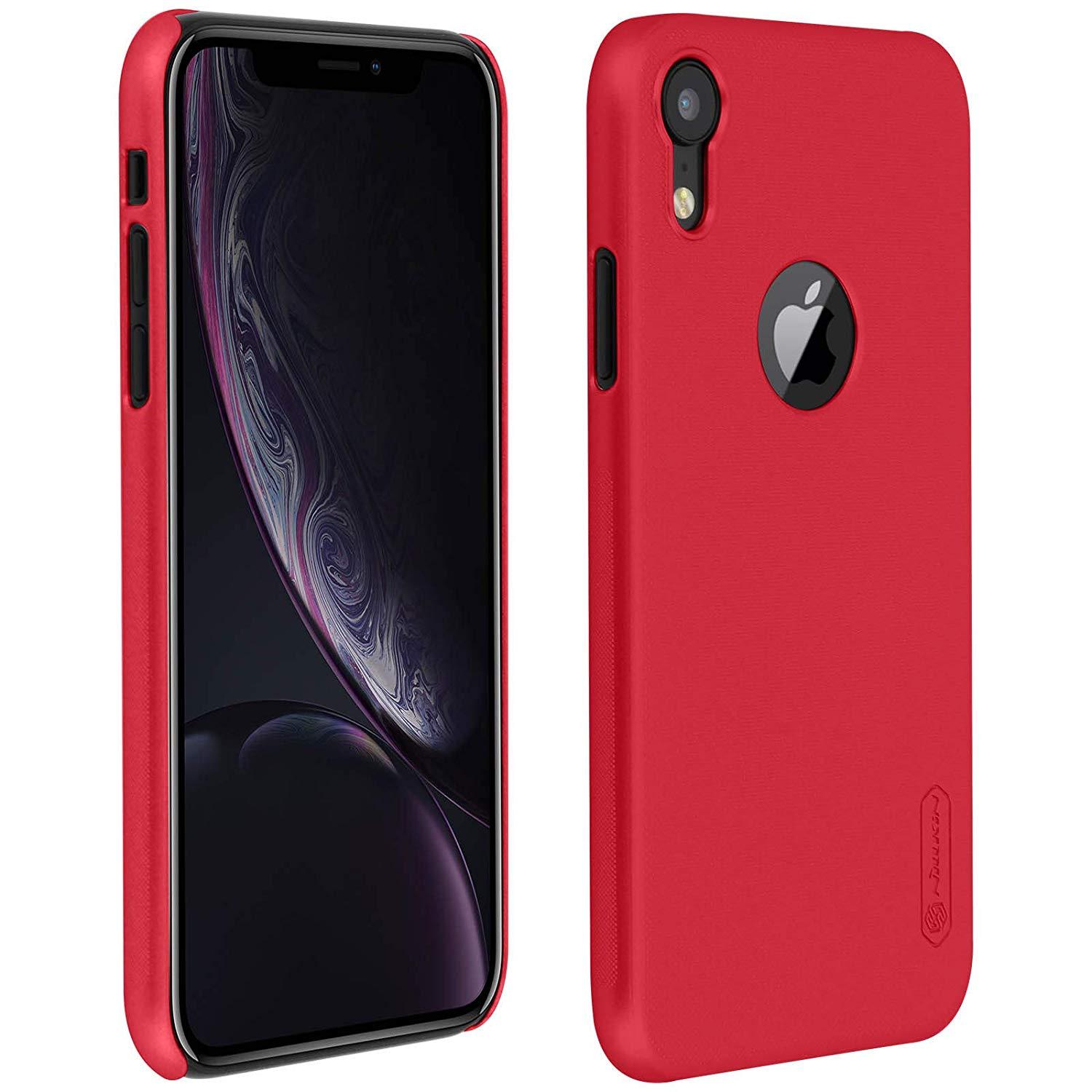 كفر موبايل Nillkin iPhone XS Max Case (Logo Cut available) Super Frosted Hard Phone Cover  with Stand - Red