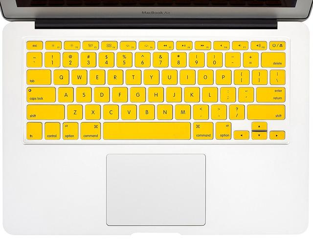 O Ozone Macbook Keyboard Skin for MacBook Air 11 Inch Keyboard Cover 2015 2014 2013 2012 2011 Compatible with A1370 A1465 US English Layout Yellow - Yellow - SW1hZ2U6MTI2Mjc1