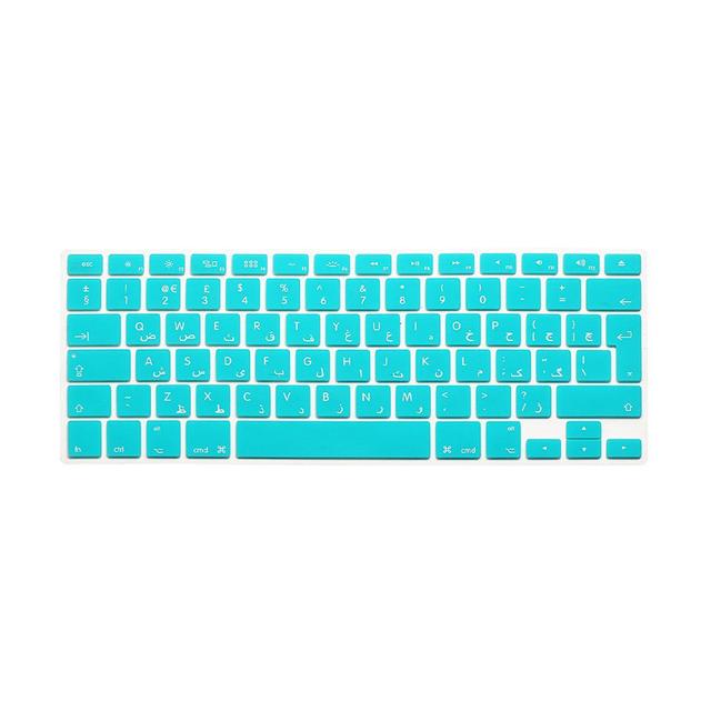 O Ozone Macbook Keyboard Skin for MacBook Air 13 Inch for MacBook Pro 15 inch Keyboard Cover 2017 2015 2014 2013 2011 Compatible with A1369 A1398 A1425 A1466 A1502 UK English Arabic Layout Cyan - Cyan - SW1hZ2U6MTI2MjM2