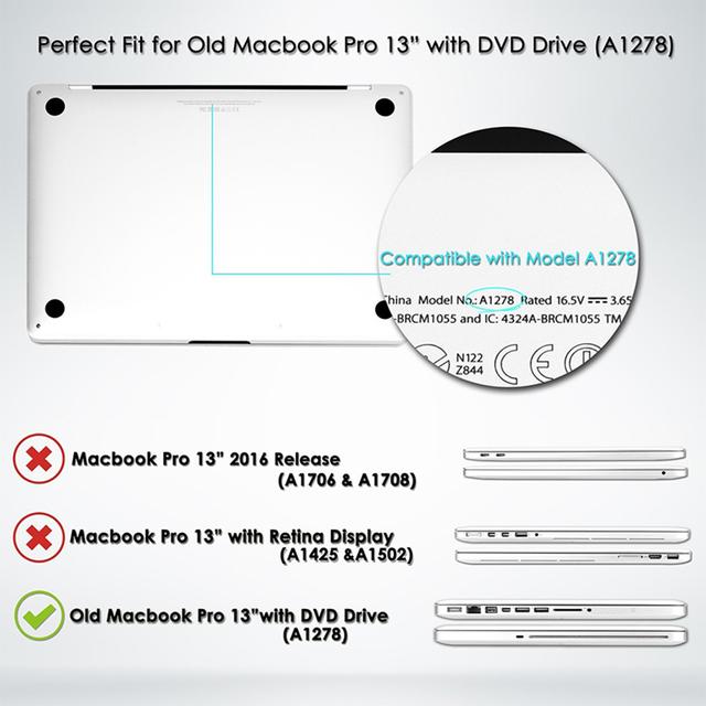O Ozone Macbook Hard Case for Macbook Pro 13 Inch Cover ( Macbook Pro 2012 / 2011 / 2010 / 2009 ) Compatible with A1278 Multicolor - Multicolor - SW1hZ2U6MTI1MjI5