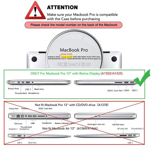 O Ozone Macbook Hard Case for Macbook Pro 13 Inch Cover Retina ( 2015 / 2014 / 2013 ) Compatible with A1425 A1502 Multicolor - Multicolor - SW1hZ2U6MTI2Njkw