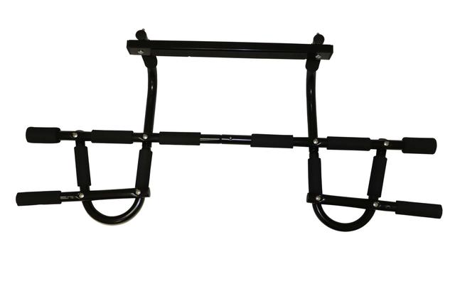 Marshal Fitness multi grip chin up pull up bar heavy duty doorway trainer for home gym black - SW1hZ2U6MTE5ODQ5