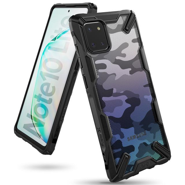 Ringke Case for Galaxy Note 10 Lite Hard Back Cover Fusion-X Ergonomic Transparent Shock Absorption TPU Bumper ( Compatible with Samsung Galaxy Note10 Lite ) - Camo Black - Camo Black - SW1hZ2U6MTI4OTE3