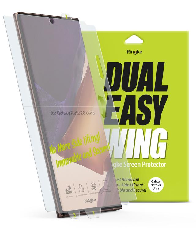 Ringke Dual Easy Wing Samsung Galaxy Note 20 Ultra Screen Protector Full Coverage (Pack of 2) Dual Easy Film Case Friendly Protective Film [ Designed for Screen Guard For Samsung Galaxy Note 20 Ultra ] - Clear - SW1hZ2U6MTI3NTMw