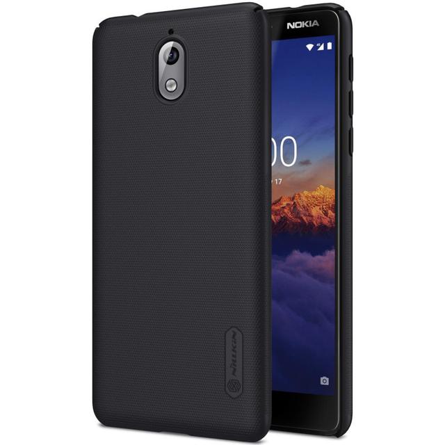 Nillkin Nokia 3.1 Mobile Cover Super Frosted Hard Phone Case with Stand - Black - Black - SW1hZ2U6MTIyNzQ1