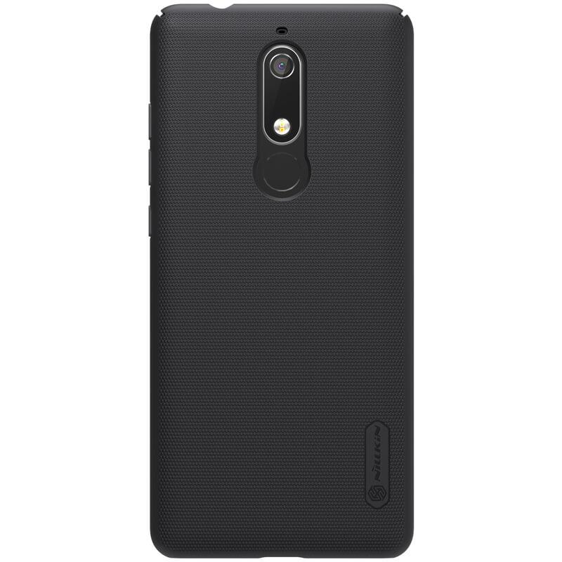 كفر موبايل Nillkin Nokia 5.1 Mobile Cover Super Frosted Hard Phone Case with Stand - Black