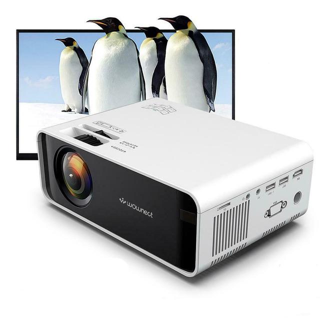 Wownect Home Theater LED Projector W80 Standard Mini Home Entertainment Cinema Projector with 1500 Lumens HD 3D Projector Built-In Speakers (HDMI USB VGA Headphone AV Audio SD Port) - White - SW1hZ2U6MTMzNDY5