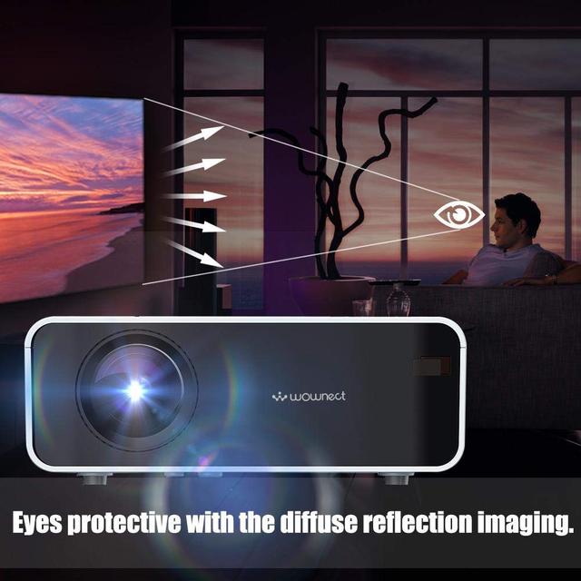 Wownect LED Projector W80 Mini Home Entertainment Cinema Projector with 1500 Lumens HD 3D Projector Built-In Speakers (HDMI USB VGA Headphone AV Audio SD Port) Included 100" Projection Screen - White - SW1hZ2U6MTMzNDcx