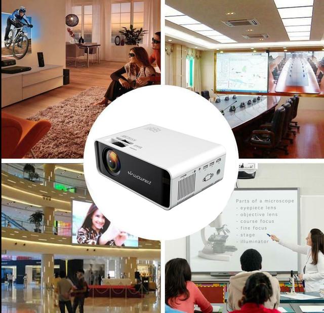 Wownect LED Projector W80 Sync Mini Home Cinema Projector with 1500 Lumens HD 3D Projector Miracast Wireless Screening (HDMI USB VGA Headphone AV Audio SD Port) Included 100" Projection Screen - White - SW1hZ2U6MTMzNjAy