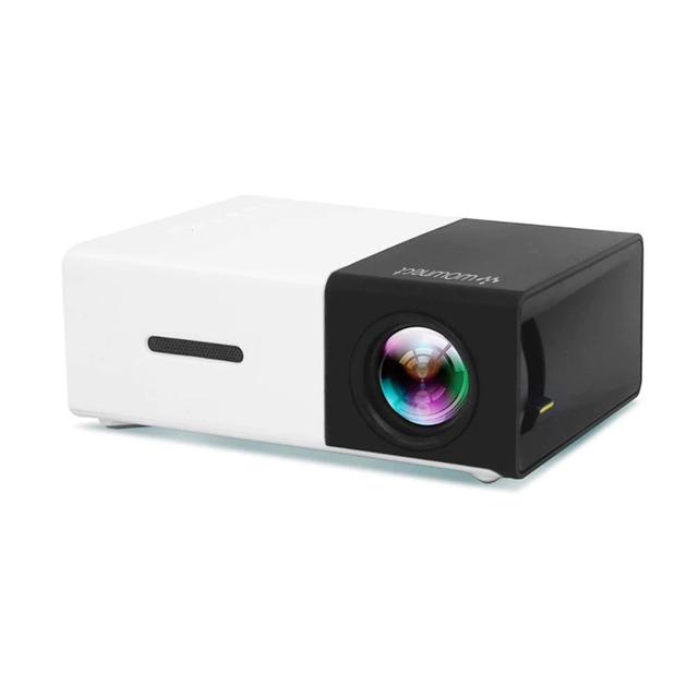 Wownect Mini Home Theater Projector YG-300 LCD LED Projector 400-600 Lumens Support 1080P with 1300mAH Battery In-Built Portable Home Cinema Projector - White, Black - Black, White - SW1hZ2U6MTMzNTg1