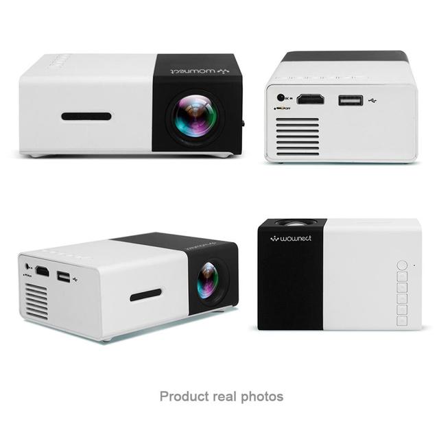Wownect Mini Home Theater Projector YG-300 LCD LED Projector 400-600 Lumens Support 1080P with 1300mAH Battery In-Built Portable Home Cinema Projector - White, Black - Black, White - SW1hZ2U6MTMzNTg3