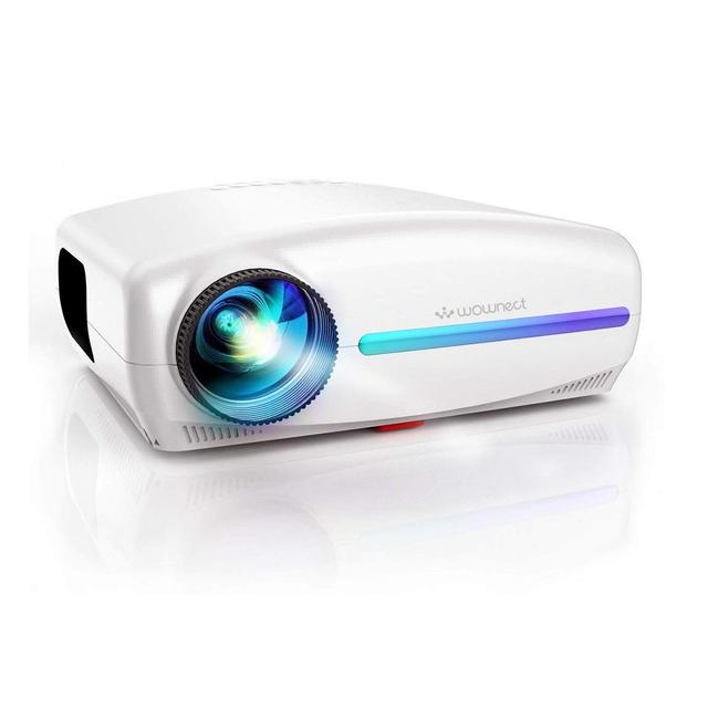 Wownect S2 Native 1080P Full HD LED Projector with 10 Watts Stereo Audio System [ 5500 Lumens ] [ 52 - 200inches with 2m-5m Projection Distance ] 4D Correction Home Cinema Projection - White - SW1hZ2U6MTMzNDc4