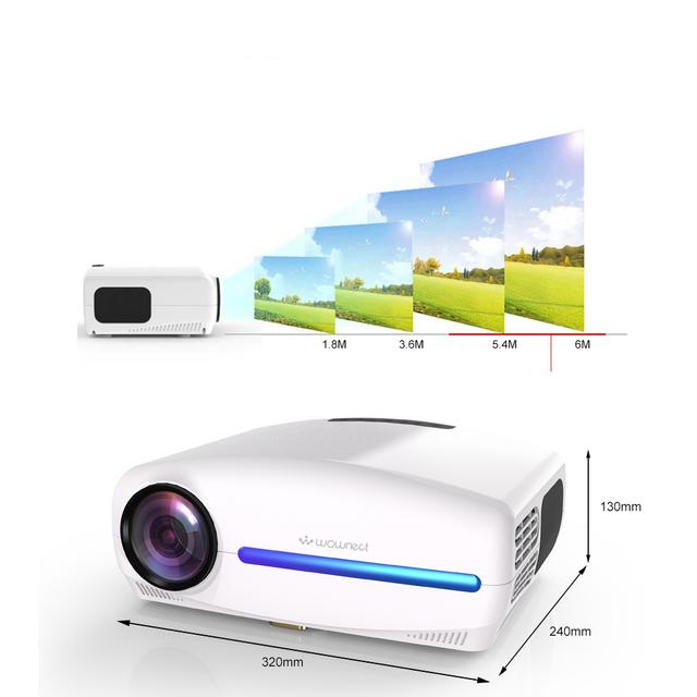 Wownect S2 Native 1080P Full HD LED Projector with 10 Watts Stereo Audio System [ 5500 Lumens ] [ 52 - 200inches with 2m-5m Projection Distance ] 4D Correction Home Cinema Projection - White - SW1hZ2U6MTMzNDg2