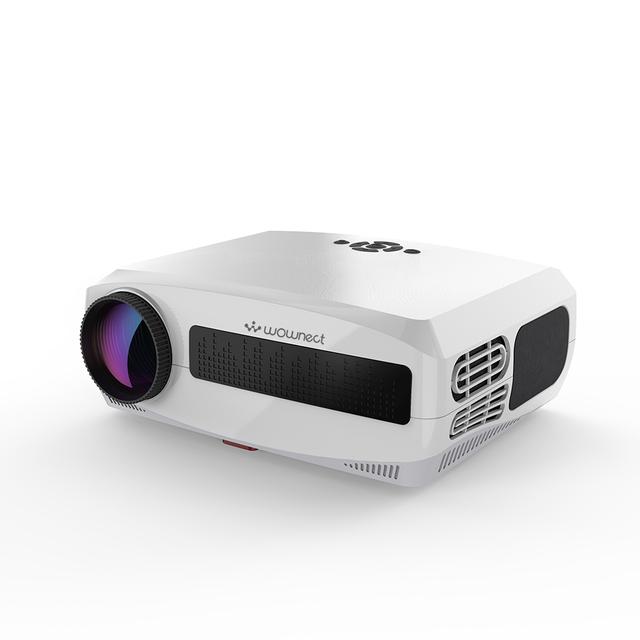 Wownect 1080p Full HD LED Android Projector [2GB RAM 16GB ROM] [250 ANSI / 5500Lumens] WiFi Video Projector 4K with Screen 60-200" [ Support Airplay, MiraCast ] Included 120" Projection Screen - White - SW1hZ2U6MTMzNTcz