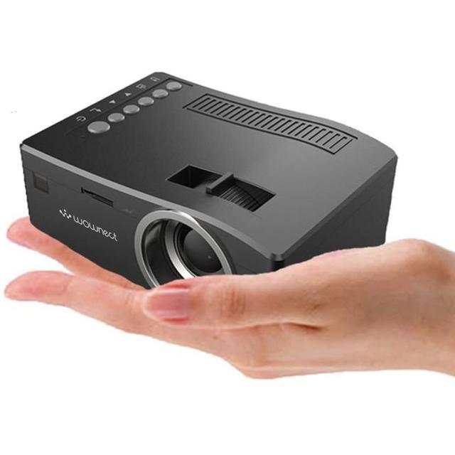 Wownect UC18 Multimedia Mini Portable Projector for Home Cinema Entertainment, Kids Education Projector, HD LED Gaming Projector [Support USB TV VGA SD AV] - Black - Black - SW1hZ2U6MTMzMjQ3