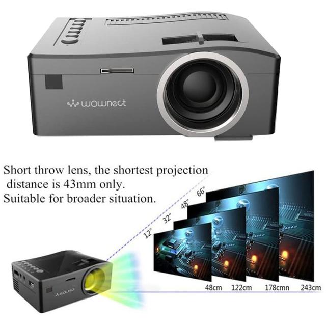 Wownect UC18 Multimedia Mini Portable Projector for Home Cinema Entertainment, Kids Education Projector, HD LED Gaming Projector [Support USB TV VGA SD AV] - Black - Black - SW1hZ2U6MTMzMjUx