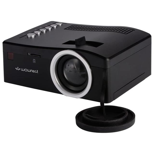 Wownect UC18 Multimedia Mini Portable Projector for Home Cinema Entertainment, Kids Education Projector, HD LED Gaming Projector [Support USB TV VGA SD AV] - Black - Black - SW1hZ2U6MTMzMjUz