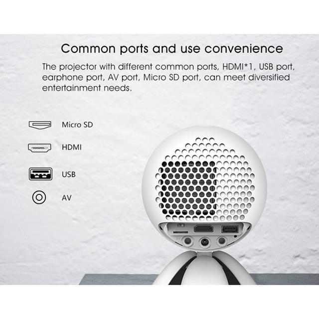 Wownect Mini Projector LED 800 Lumens Support 1080P Resolution Home Theater Projector Compatible with PC, TV Stick, TV box, Console, [HDMI USB AV Micro SD Port]- White - White - SW1hZ2U6MTMzMzA3