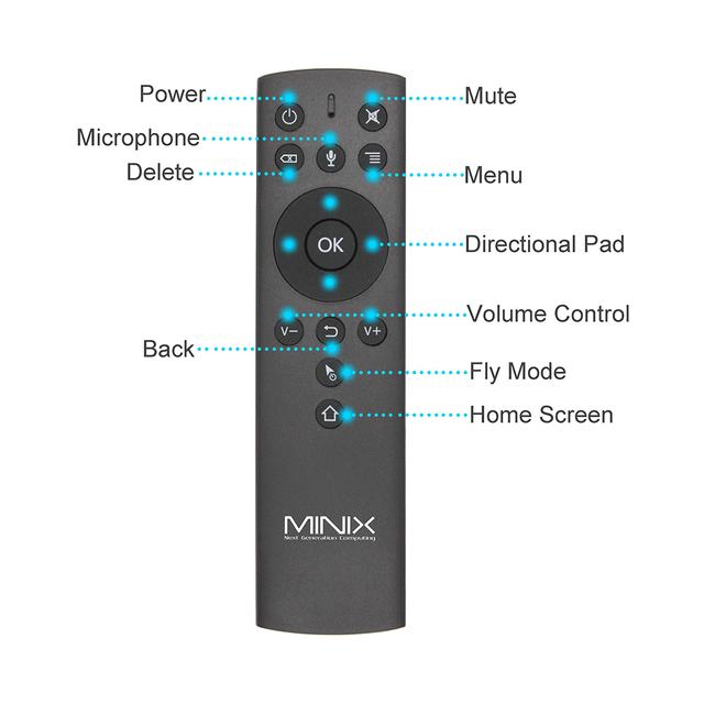 MINIX NEO M2 2.4G Motion Sensing Smart Remote Wireless Air Mouse with Voice Six-Axis Gyroscope Remot for MINIX Smart TV Box,PC - Black - SW1hZ2U6MTIwOTkw