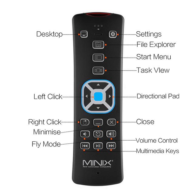 MINIX NEO W2 Air Mouse Wireless Remote Control with QWERTY Mini Keyboard For Windows 10 OS - Black - Black - SW1hZ2U6MTIxMDY5