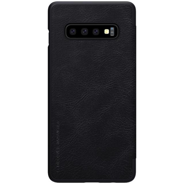 Nillkin Samsung Galaxy S10 Flip Mobile Cover Qin Flip Series Leather Case - Black - Black - SW1hZ2U6MTIyNDEx