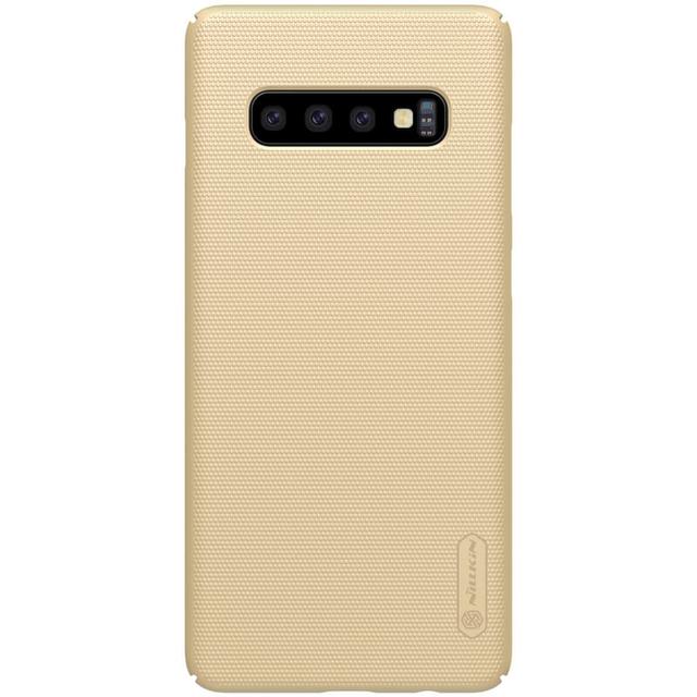 Nillkin Samsung Galaxy S10 Plus Mobile Cover Super Frosted Hard Phone Case with Stand - Gold - Gold - SW1hZ2U6MTIyNzMx