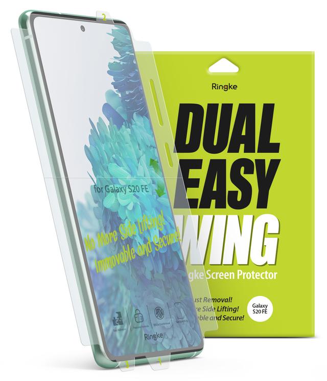 Ringke Dual Easy Wing Galaxy S20 FE Screen Protector Full Coverage (Pack of 2) Dual Easy Film Case Friendly Protective Film [ Designed for Screen Guard For Samsung Galaxy S20 FE ] - Clear - SW1hZ2U6MTMwMTA1