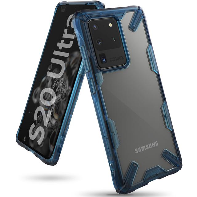 Ringke Case for Galaxy S20 Ultra Hard Back Cover Fusion-X Ergonomic Transparent Shock Absorption TPU Bumper ( Compatible with Samsung Galaxy S20 Ultra (5G) ) - Space Blue - Blue - SW1hZ2U6MTMxMDcy