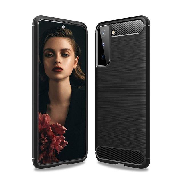 O Ozone Cover for Samsung Galaxy S21 Plus Case, Carbon Brushed Texture Slim Ultra-Thin Flexible Cover [ Designed Case for Galaxy S21 Plus ] - Black - Black - SW1hZ2U6MTI2MDQ0