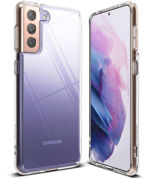 Ringke Fusion Compatible with Samsung Galaxy S21 Plus Cover Shock Proof Matte Finish Tough Impact Alleviation Technology Raised Bezel [ Designed Case For Galaxy S21 Plus ] - Clear - Clear - SW1hZ2U6MTI4MTIz