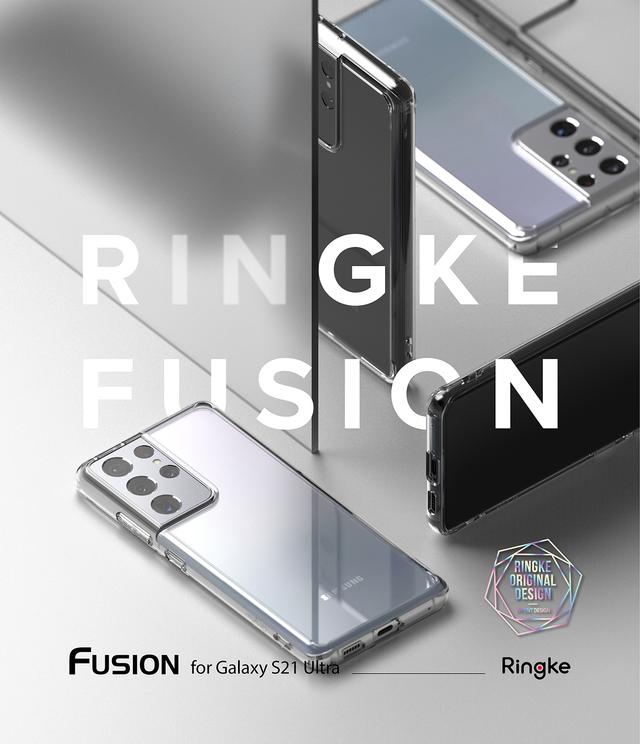 كفر حماية للموبايل Ringke - Fusion Compatible with Samsung Galaxy S21 Ultra - Clear - SW1hZ2U6MTMzMDQ4
