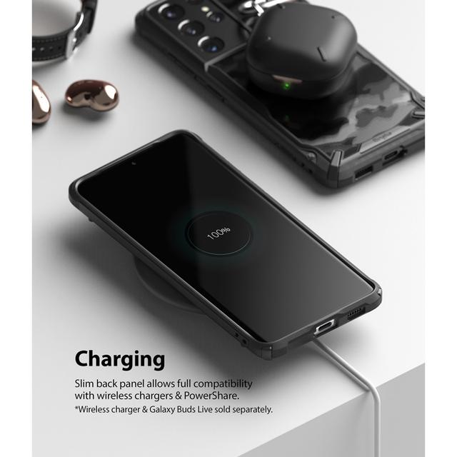 كفر حماية للموبايل Ringke  - Compatible with Samsung Galaxy S21 Ultra  - Camo Black - SW1hZ2U6MTMyNzc2