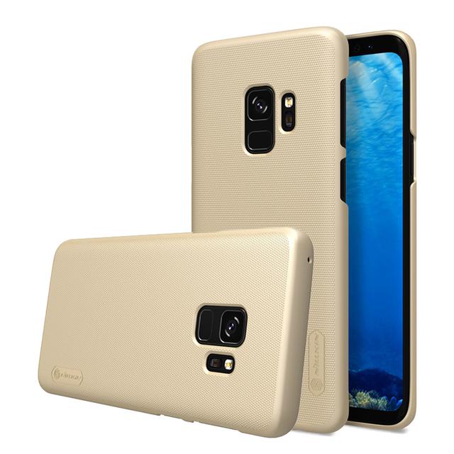 كفر موبايل Nillkin Samsung Galaxy S9 Frosted Hard Shield Phone Case Cover with Screen Protector - Gold - SW1hZ2U6MTIyNDA2