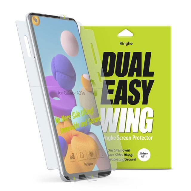 Ringke Dual Easy Wing Samsung Galaxy A21s Screen Protector Full Coverage (Pack of 2) Dual Easy Film Case Friendly Protective Film [ Designed for Screen Guard For Samsung Galaxy A21s ] - Clear - SW1hZ2U6MTMwMzky