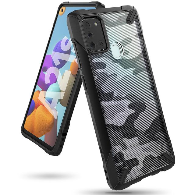 Ringke Cover for Samsung Galaxy A21s Case Hard Fusion-X Ergonomic Transparent Shock Absorption TPU Bumper [ Designed Case for Galaxy A21s ] - Camo Black - Camo Black - SW1hZ2U6MTI4OTUw