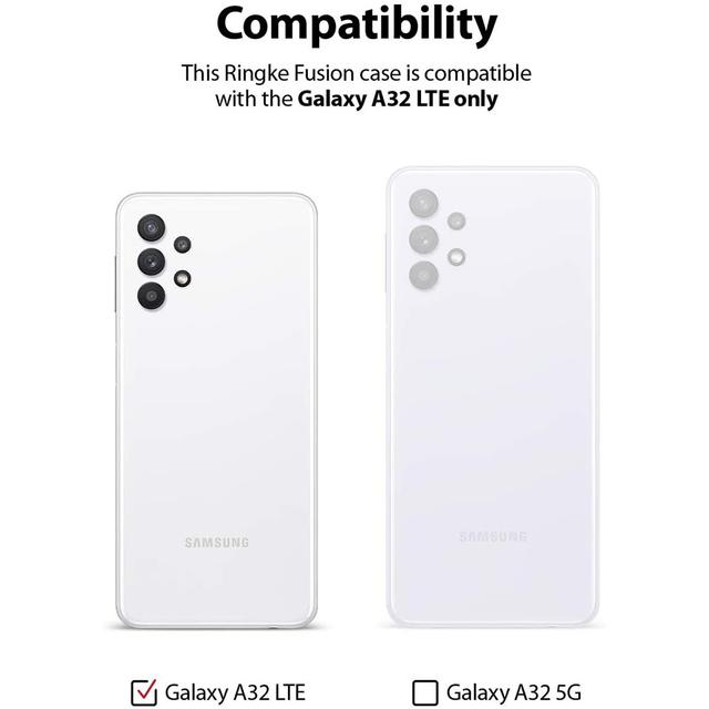 Ringke Fusion Compatible with Samsung Galaxy A32 4G Case Shock Absorption Matte Finish Tough Impact Alleviation Technology Raised Bezel Cover [ Designed Case For Galaxy A32 4G ] - Clear - Clear - SW1hZ2U6MTMwOTI4