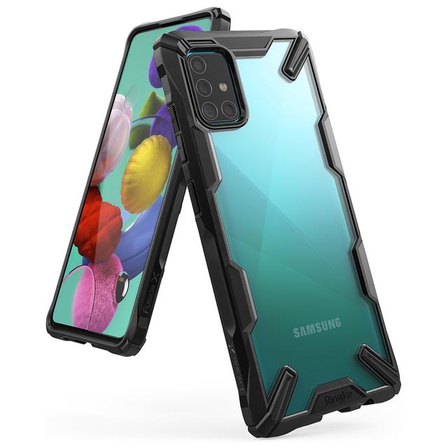 Ringke Case for Galaxy A51 Hard Back Cover Fusion-X Ergonomic Transparent Shock Absorption TPU Bumper Galaxy A51 Case Cover (Designed for Samsung Galaxy A51) - Black - Black - SW1hZ2U6MTMwOTk1