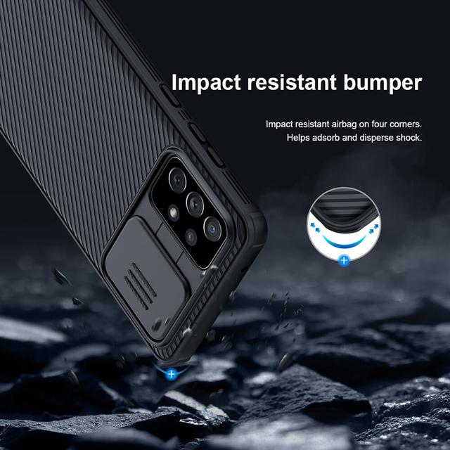 Nillkin Case Compatible with Galaxy A72 5G Cover, Hard CamShield with Camera Slide Protective Cover Drop Protection Cover [Built-in Lens Protector][ Designed Case for Samsung Galaxy A72 5G ] - Black - Black - SW1hZ2U6MTIxNTk2
