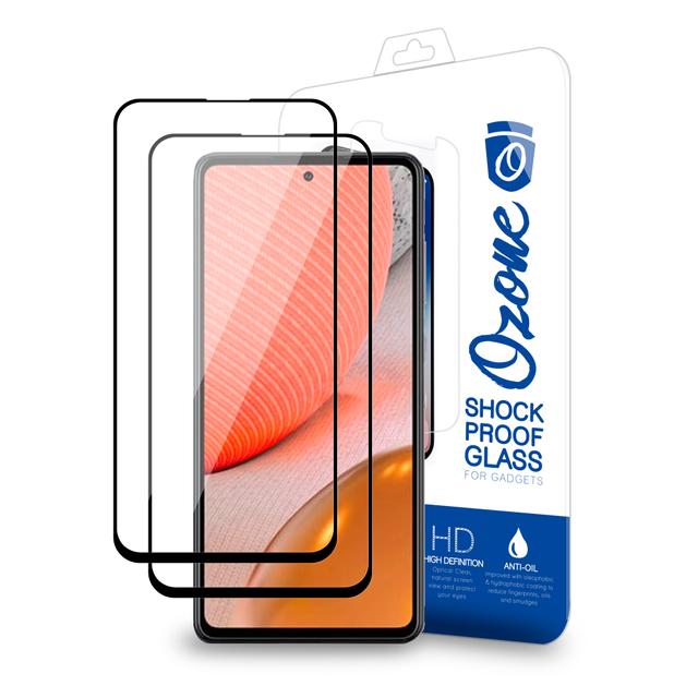 O Ozone HD Glass Protector Compatible for Samsung Galaxy A72 Tempered Glass Screen Protector [2 Per Pack] Shock Proof, Anti-Scratch [Designed Screen Guard for Galaxy A72 ] - Black - Black - SW1hZ2U6MTIzNDE0