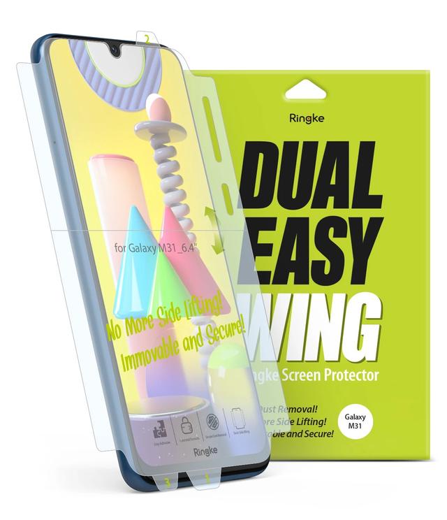 Ringke Dual Easy Wing Galaxy M31/ M30S Screen Protector Full Coverage (Pack of 2) Dual Easy Film Case Friendly Protective Film [ Designed for Screen Guard For Samsung Galaxy M31 ] - Clear - SW1hZ2U6MTI5NTI1