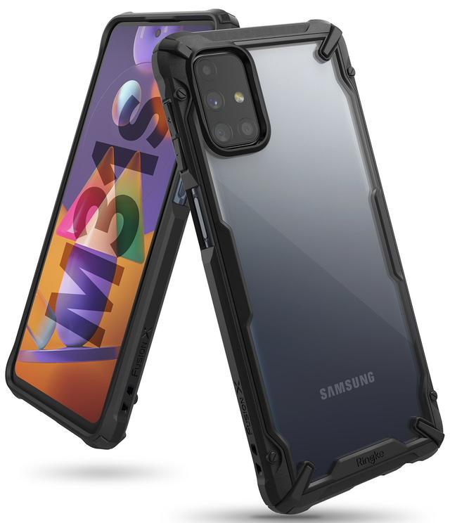 Ringke Compatible with Samsung Galaxy M31S Cover Hard Fusion-X Ergonomic Transparent Shock Absorption TPU Bumper [ Designed Case for Galaxy M31S ] - Black - Black - SW1hZ2U6MTI5MDQ5