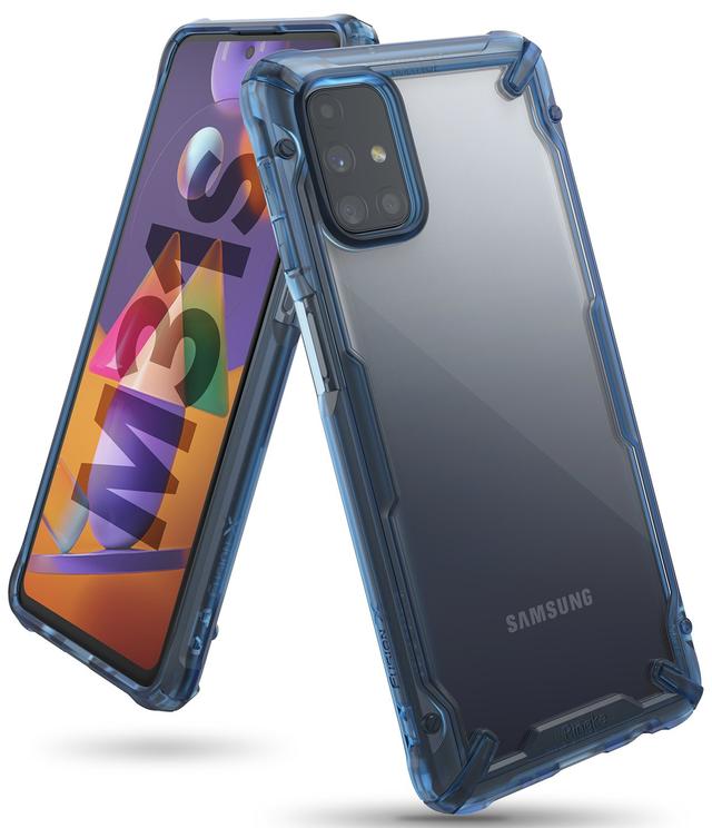 Ringke Compatible with Samsung Galaxy M31S Cover Hard Fusion-X Ergonomic Transparent Shock Absorption TPU Bumper [ Designed Case for Galaxy M31S ] - Space Blue - Space Blue - SW1hZ2U6MTMwMTQ5