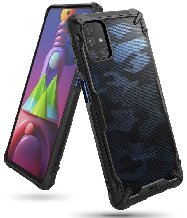 Ringke Case Compatible with Samsung Galaxy M51 Hard Fusion-X Ergonomic Transparent Shock Absorption TPU Bumper [ Designed Case for Galaxy M51 ] - Camo Black - Camo Black - SW1hZ2U6MTMyODY4
