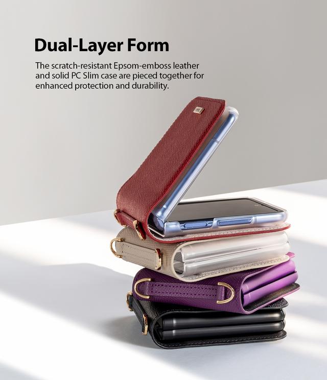 حقيبة للموبايل Ringke -  Folio Signature Compatible with Galaxy Z Flip - Purple - SW1hZ2U6MTI3MzYy