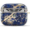 O Ozone Case for AirPods Pro Designer Stylish Premium Cover [ Compatible for AirPods 3 ] with Keychain Hook [Front LED Visible] Smooth Gloss Finish Marble Edition â€“ Blue, Gold - Blue, Gold - SW1hZ2U6MTI1OTkw