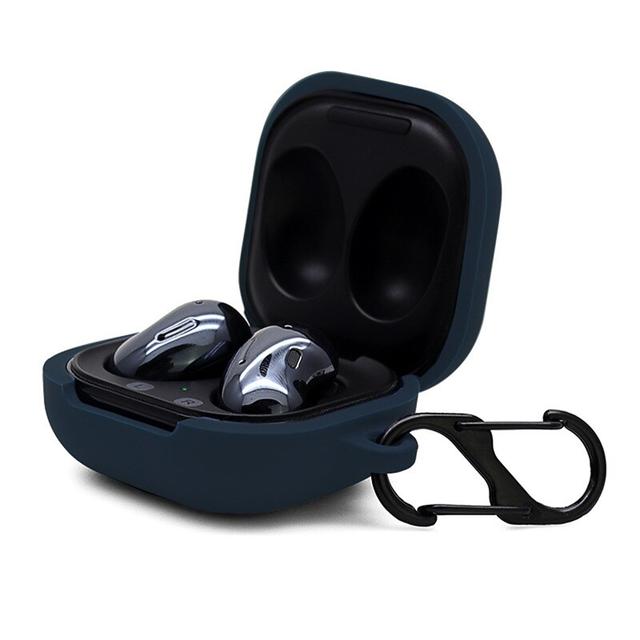 O Ozone Silicone Case Compatible for Galaxy Buds Live Shockproof Cover Soft Flexible with Keychain Carabiner [Compatible with Wireless Charging] [Perfect Fit Samsung Galaxy Buds Live Case] - Dark Blue - Dark Blue - SW1hZ2U6MTIzNDUx