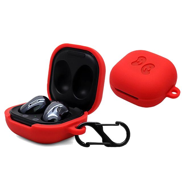 O Ozone Silicone Case Compatible for Galaxy Buds Live Shockproof Cover Soft Flexible with Keychain Carabiner [Compatible with Wireless Charging] [Perfect Fit Samsung Galaxy Buds Live Case] - Red - Red - SW1hZ2U6MTI0MDgy