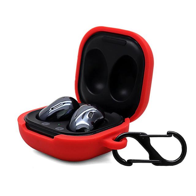 O Ozone Silicone Case Compatible for Galaxy Buds Live Shockproof Cover Soft Flexible with Fur Keychain & Hook [Compatible with Wireless Charging] [Perfect Fit Samsung Galaxy Buds Live Case] - Red - Red - SW1hZ2U6MTI0MDg0