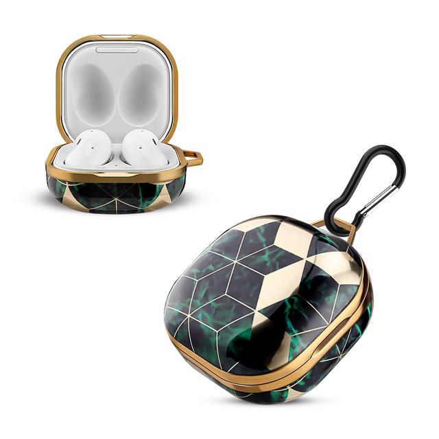 O Ozone Case for Galaxy Buds Pro Designer Stylish Premium Cover [ Compatible for Buds Live ] with Keychain Hook [Front LED Visible] Smooth Gloss Finish Edition - Green, Gold - Green, Gold - SW1hZ2U6MTIzNjE2