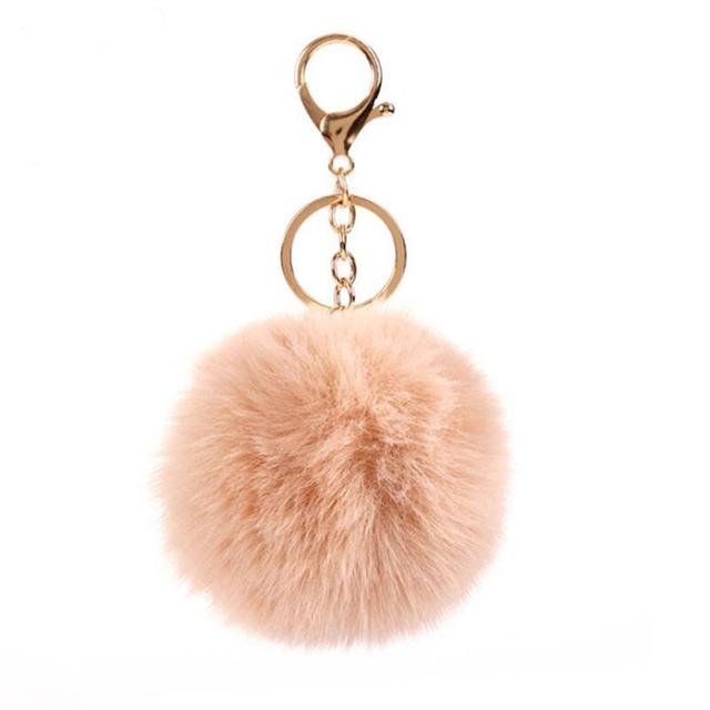 O Ozone Fur Keychain Pompoms Soft Fluffy Keyring for Handbags, Purse [Compatible for Buds Live Cases, Airpod Cases] - Beige - Beige - SW1hZ2U6MTI0Mjg5